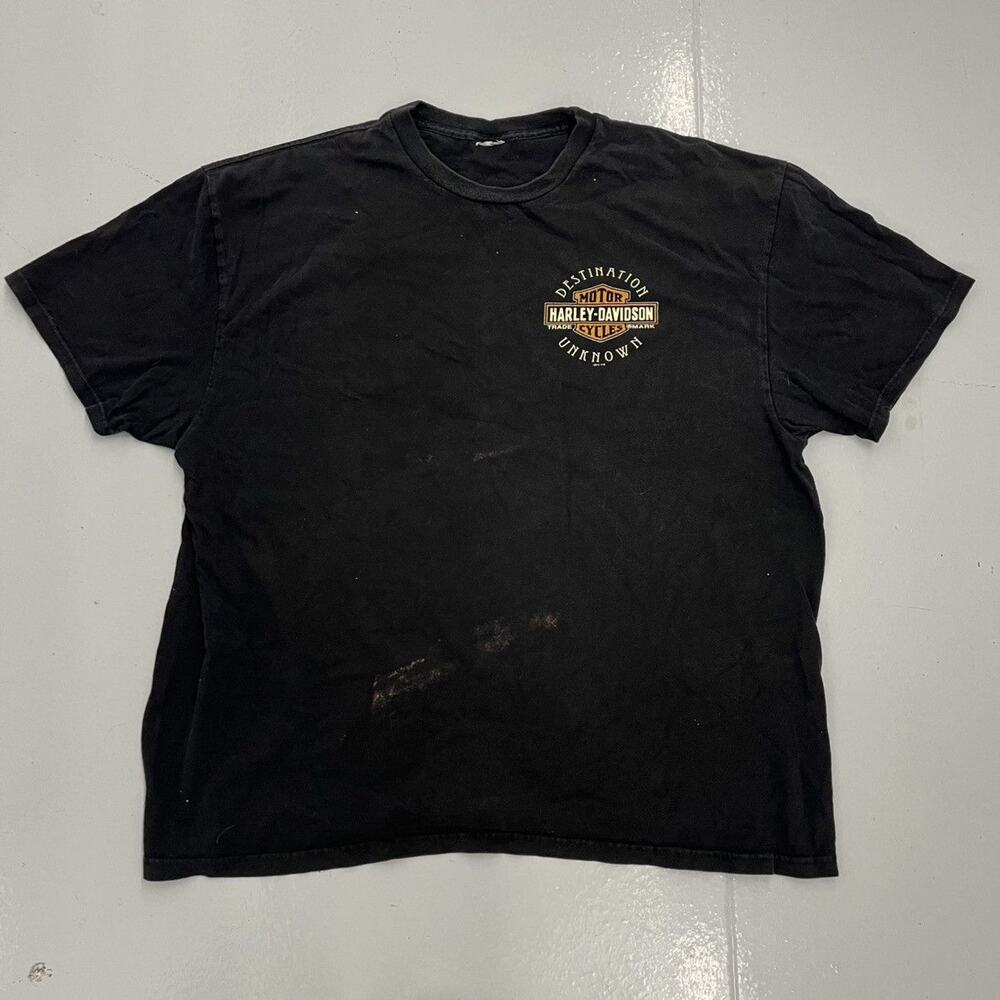 Vintage Y2k Harley Davidson Black Grunge Motorcycle T-Shirt